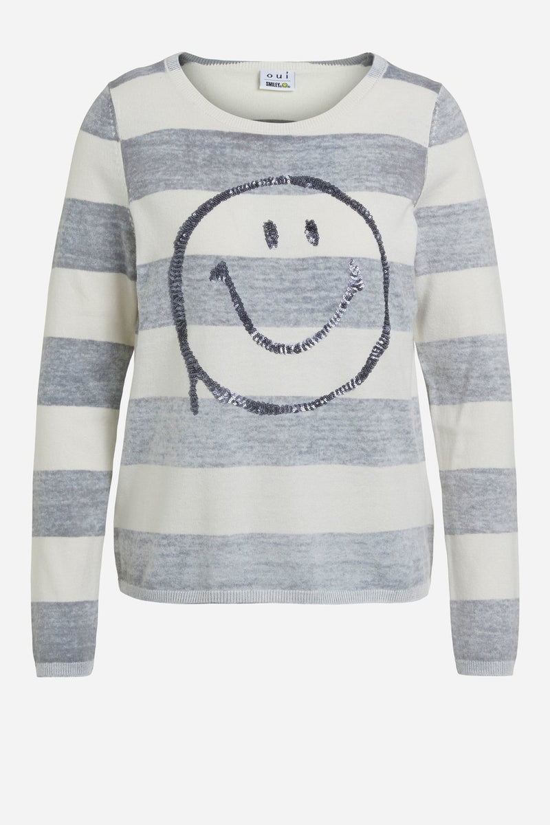 Smiley Face Stripe White – May Designs