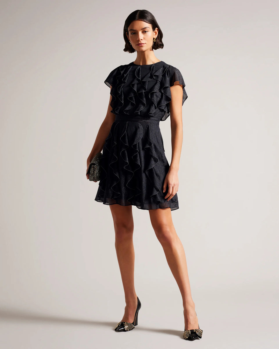 open lace back dress Ted Baker Women's Ruffle Neck Sheath Dress | 4 UK14 main image 1