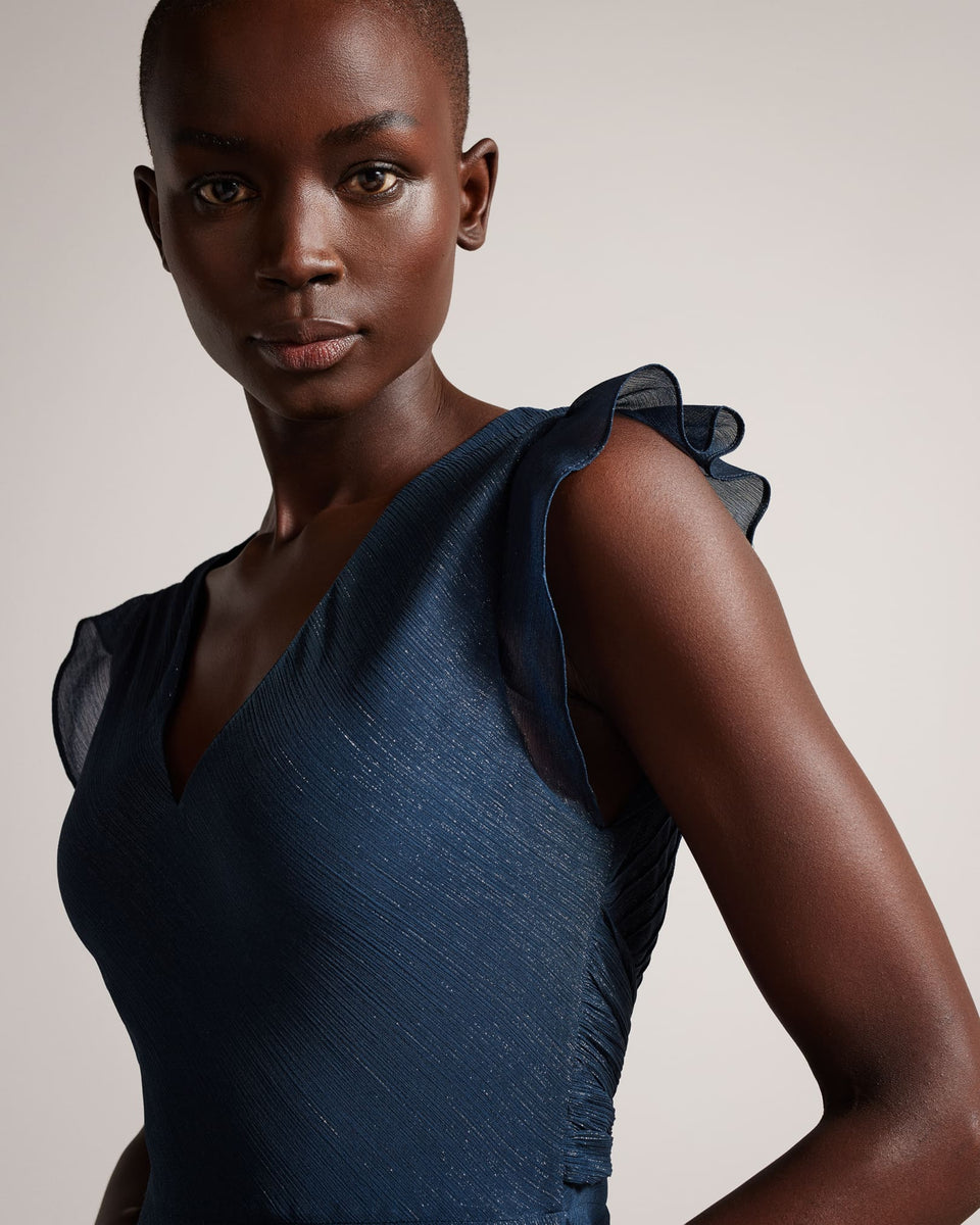 TED BAKER LAURAE BIAS CUT MAXI DRESS WITH RUFFLE DETAIL