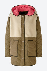 OUI OUTDOOR PARKA QUILTED COAT WITH FAUX SHEARLING TRIM