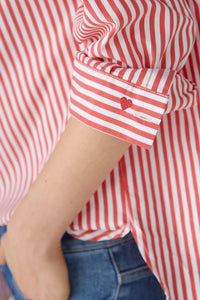OUI SHIRT BLOUSE COTTON BLEND AVAILABLE IN WHITE & BLUE STRIPE
