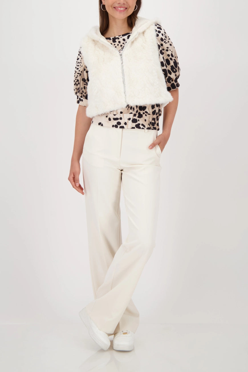 MONARI WINTER WHITE FAUX FUR VEST WITH HOOD 809138