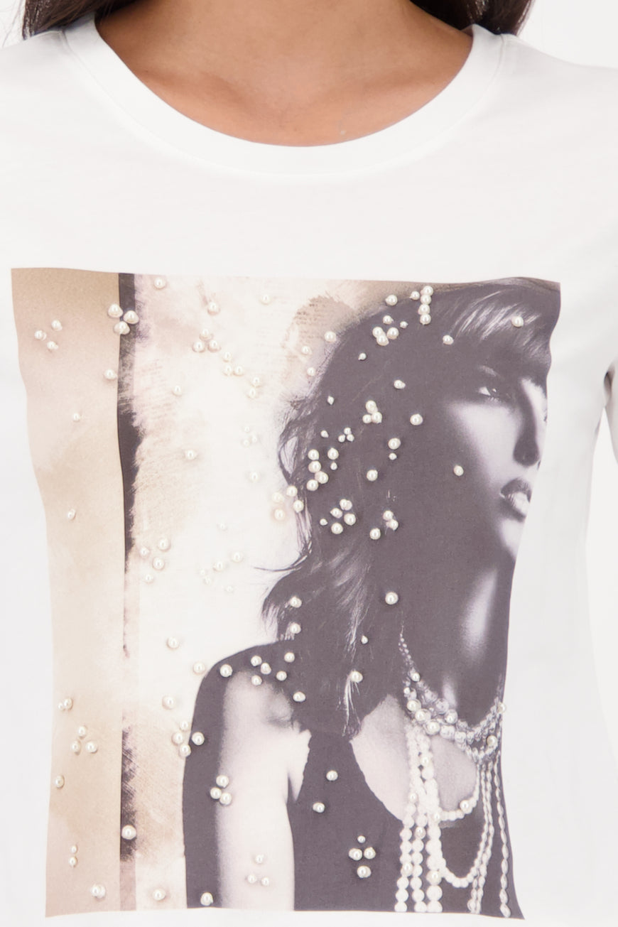 MONARI LONG-SLEEVE SHIRT WITH PEARL DETAILS