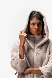 SPORTALM FAUX FUR JACKET WITH HOOD