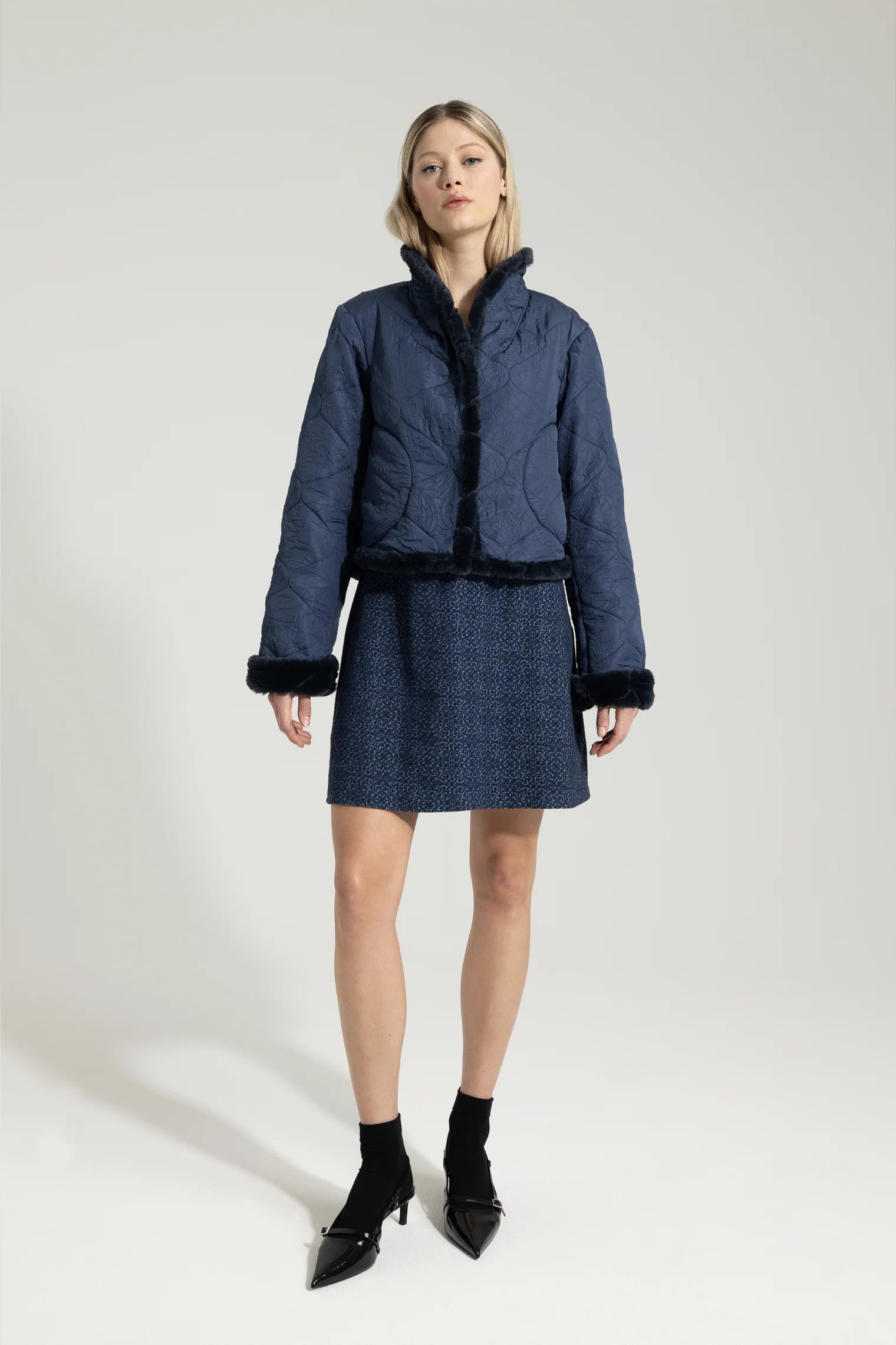 TALIA PUFFER SHORT COAT NAVY