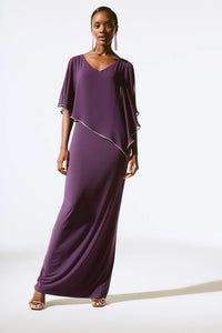 SILY KNIT CHIFFON LAYERED GOWN WITH CAPE 221385F24 ED FAVOURITES