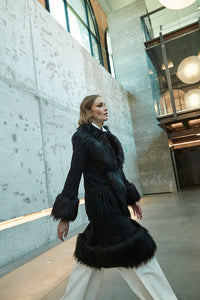 THE EXTREME COLLECTION LONG BLACK ALPACA LORENZA COAT