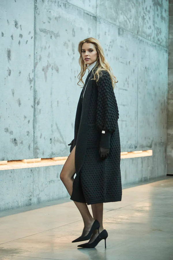 THE EXTREME COLLECTION ETIENNE BLACK ALPACA LONG JACKET