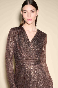 LONG SLEEVE SEQUIN WRAPPED DRESS