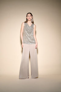 SLEEVELESS SEQUIN TOP IN LATTE/SILVER 233790