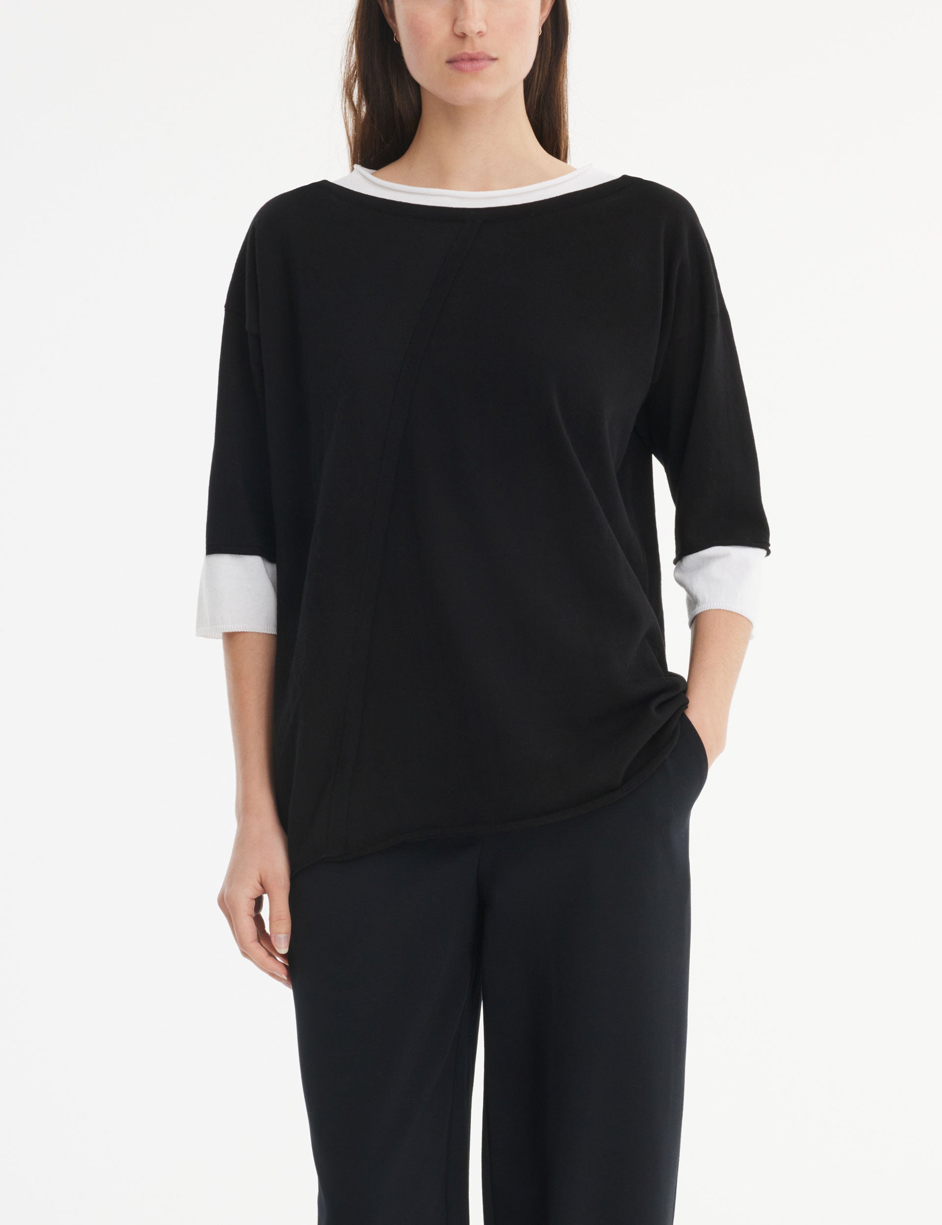 SARAH PACINI LONG SWEATER – LAYERED ILLUSION MADE IN ITALY | 24111051-02