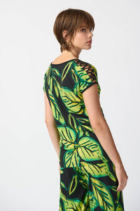 LEAF PRINT SILKY KNIT TOP RESORT COLLECTION