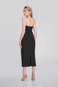 SCUBA CREPE ONE SHOULDER SHEATH DRESS AVAILABLE IN BLACK 242708