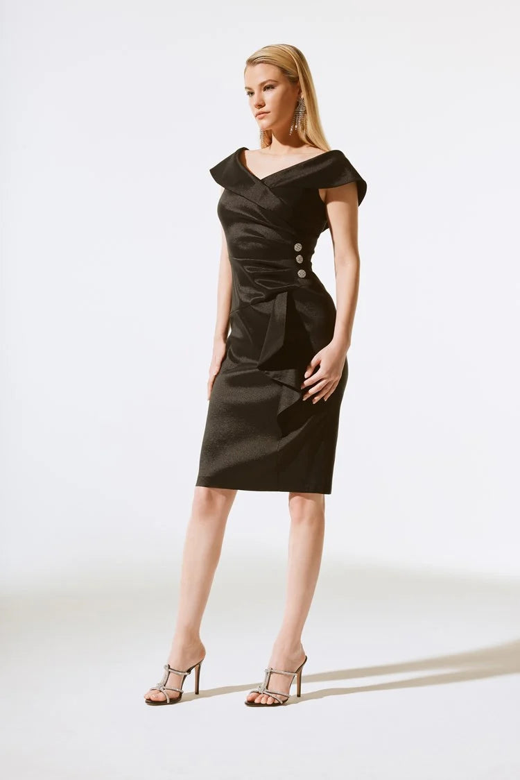 STRETCH TAFFETA WRAP DRESS 243734