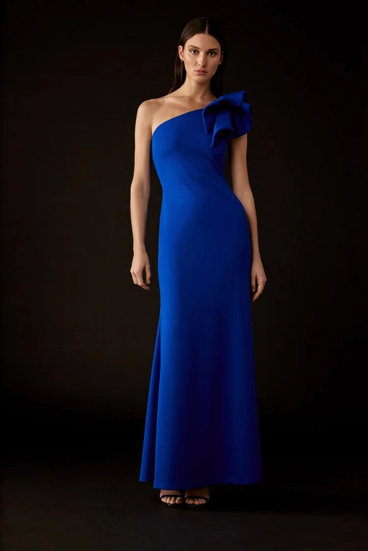 SCUBA CREPE ONE SHOULDER GOWN 243746