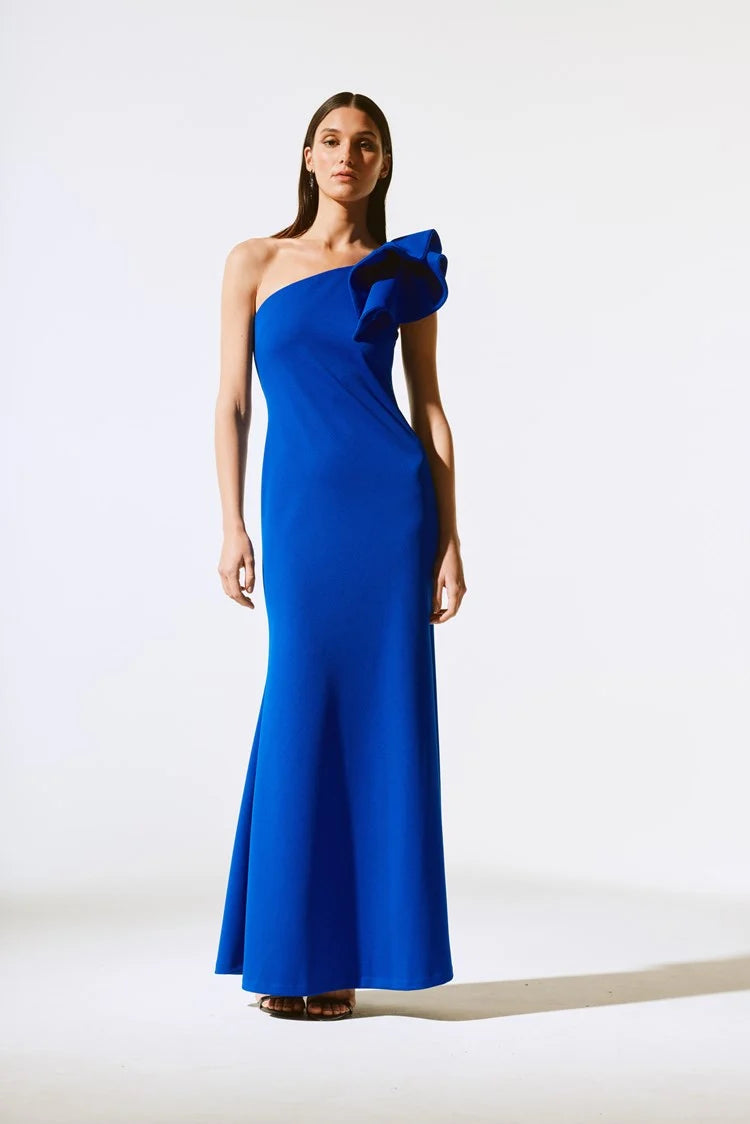 SCUBA CREPE ONE SHOULDER GOWN 243746