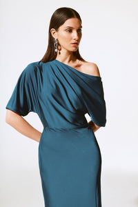 SATIN SHOULDER ONE SHOULDER TRUMPET GOWN 243795