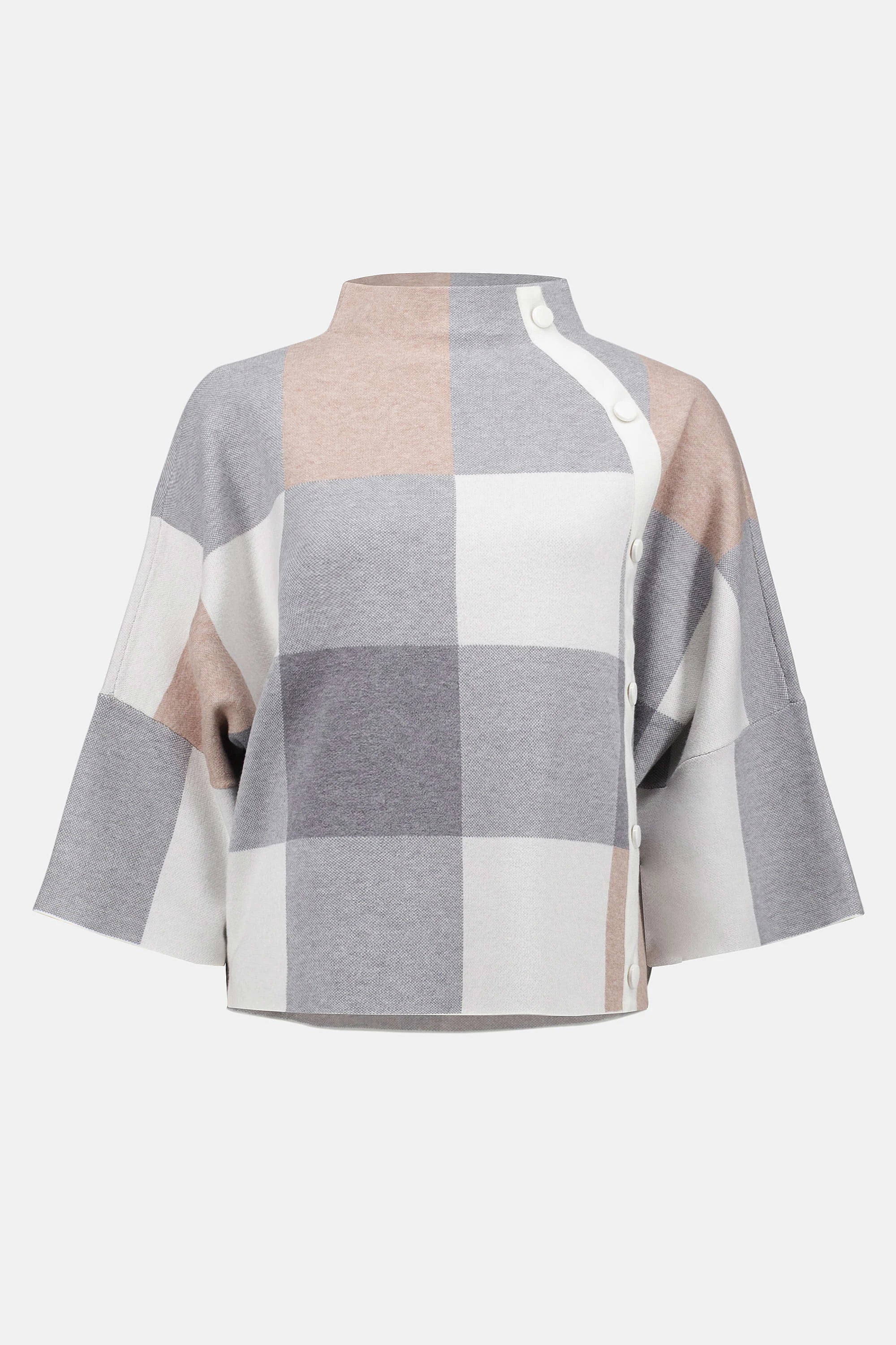 PLAID JACQUARD SWEATER KNIT TOP 243948