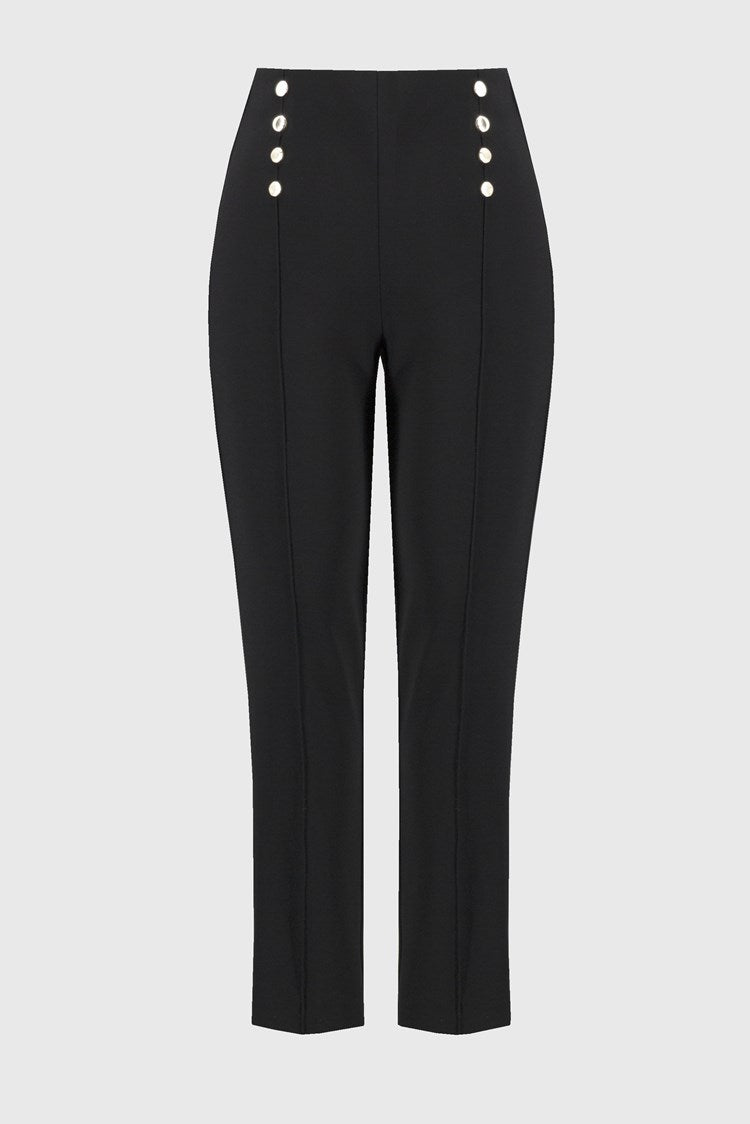 SILKY KNIT SLIM PULL-ON PANT WITH BUTTON DETAIL 244006