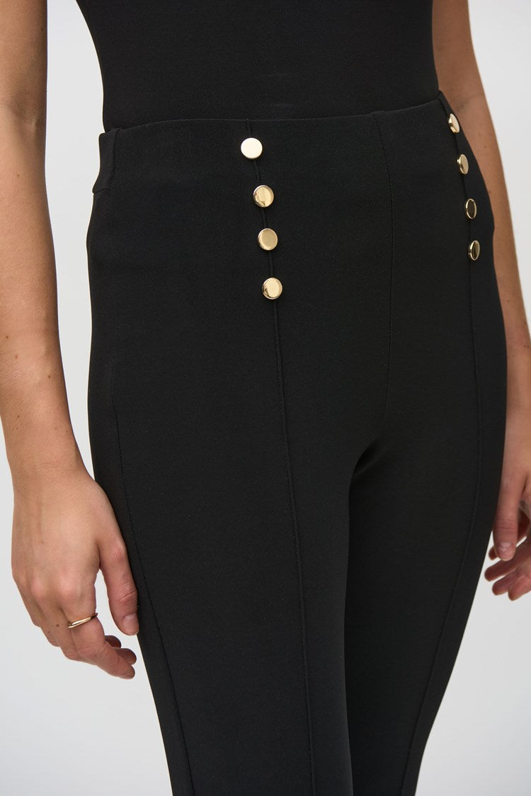 SILKY KNIT SLIM PULL-ON PANT WITH BUTTON DETAIL 244006