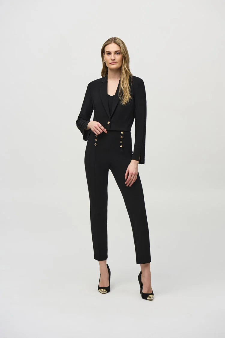 SILKY KNIT SLIM PULL-ON PANT WITH BUTTON DETAIL 244006