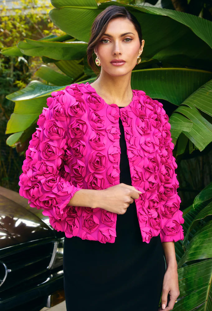 FUCHSIA  FLOWER BOLERO JACKET 249406U