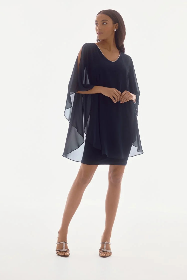 SIGNATURE | CHIFFON AND SILKY KNIT LAYERED DRESS 251746