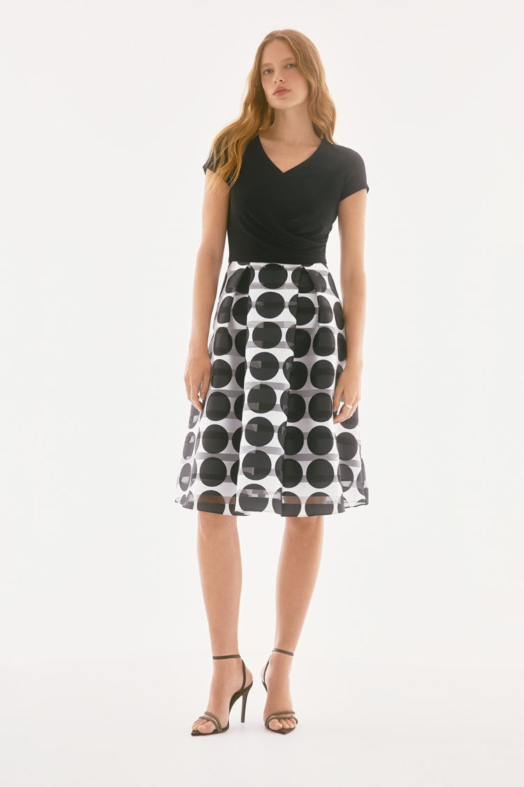 SIGNATURE | SILKY KNIT NOVELTY DOT FULL SKIRT DRESS 251754