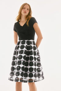 SIGNATURE | SILKY KNIT NOVELTY DOT FULL SKIRT DRESS 251754