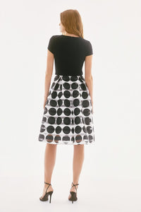 SIGNATURE | SILKY KNIT NOVELTY DOT FULL SKIRT DRESS 251754