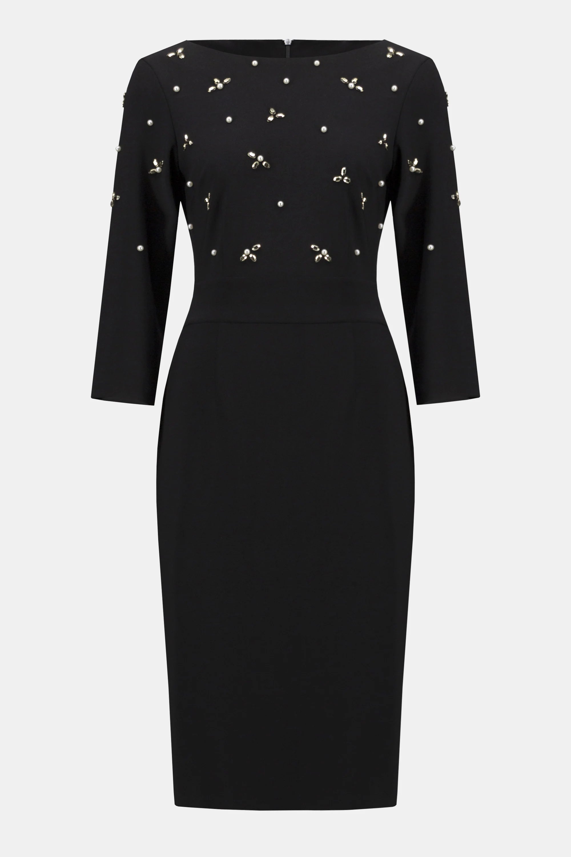 SILKY KNIT EMBELLISHED SHEATH DRESS 254007