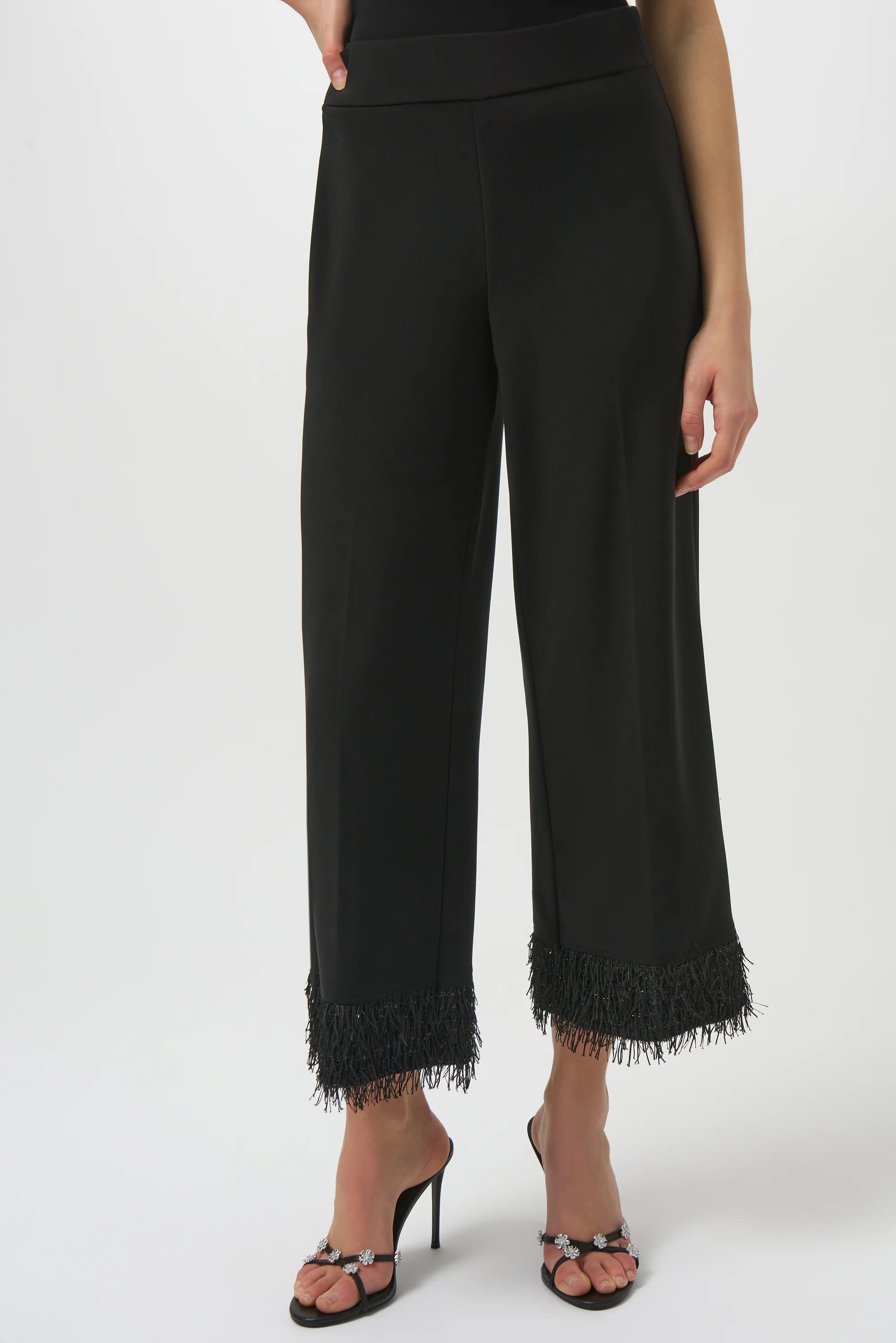 SILKY KNIT CULOTTE WITH NOVELTY FRINGE HEM 254147