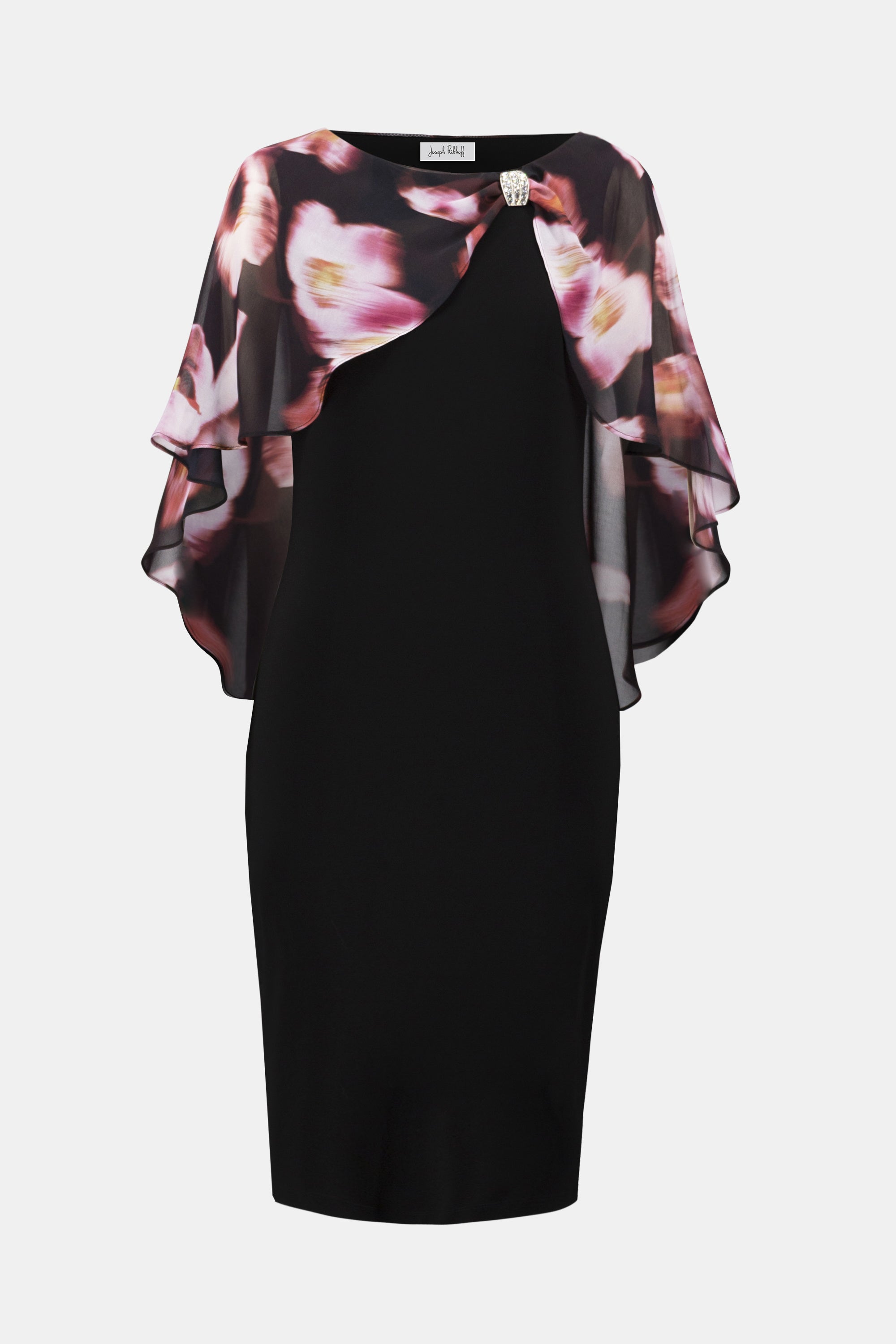 FLORAL CHIFFON & SILKY KNIT LAYERED DRESS 254164