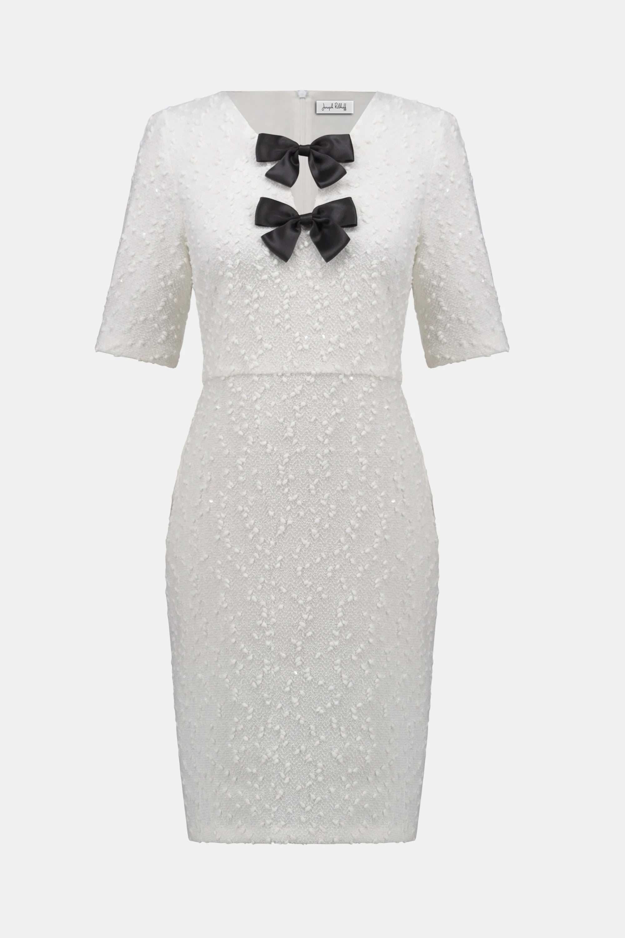 BOUCLE KNIT SHIFT DRESS WITH BOW DETAIL 254177