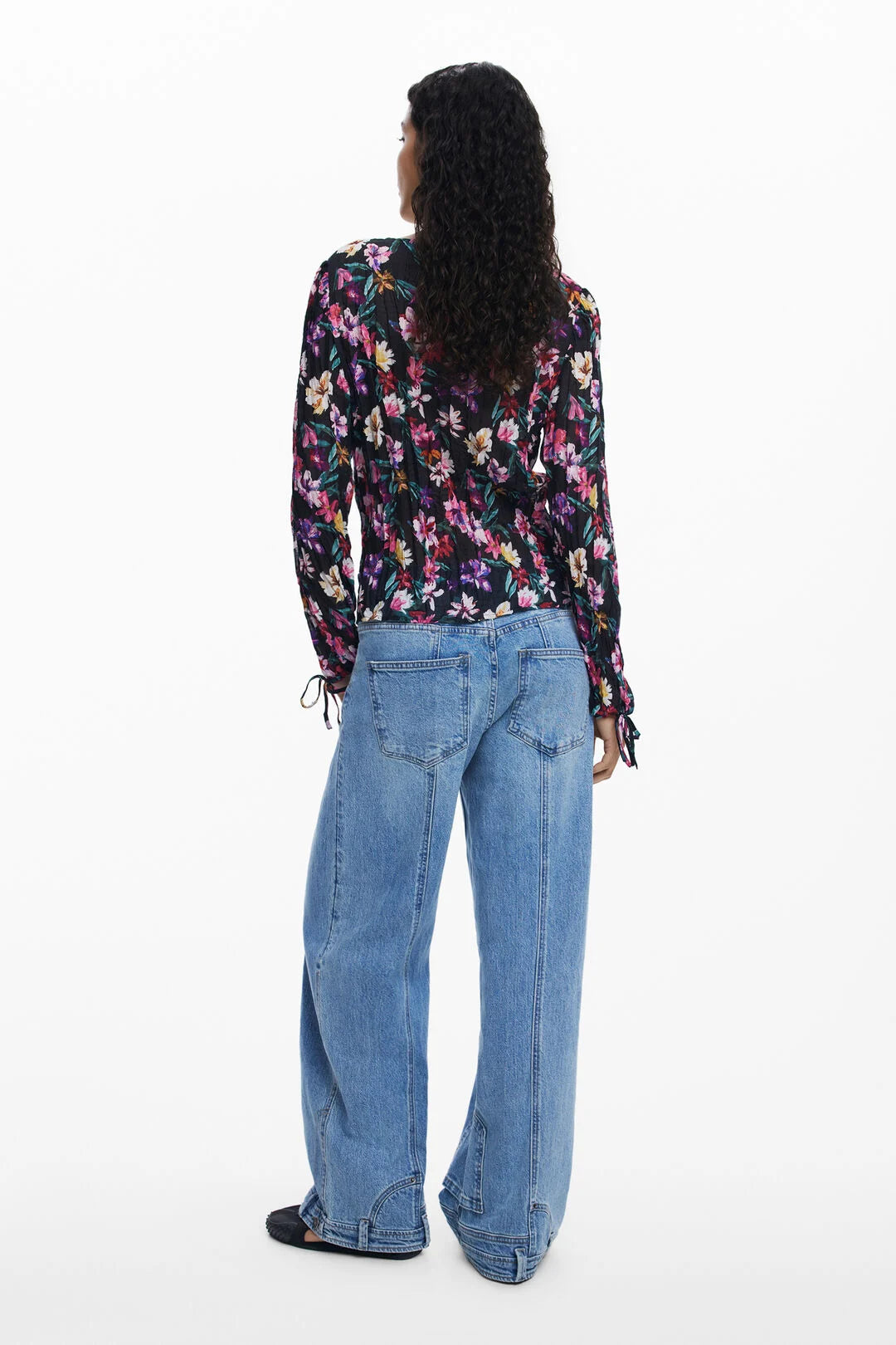 DESIGUAL PLEATED FLORAL BLOUSE