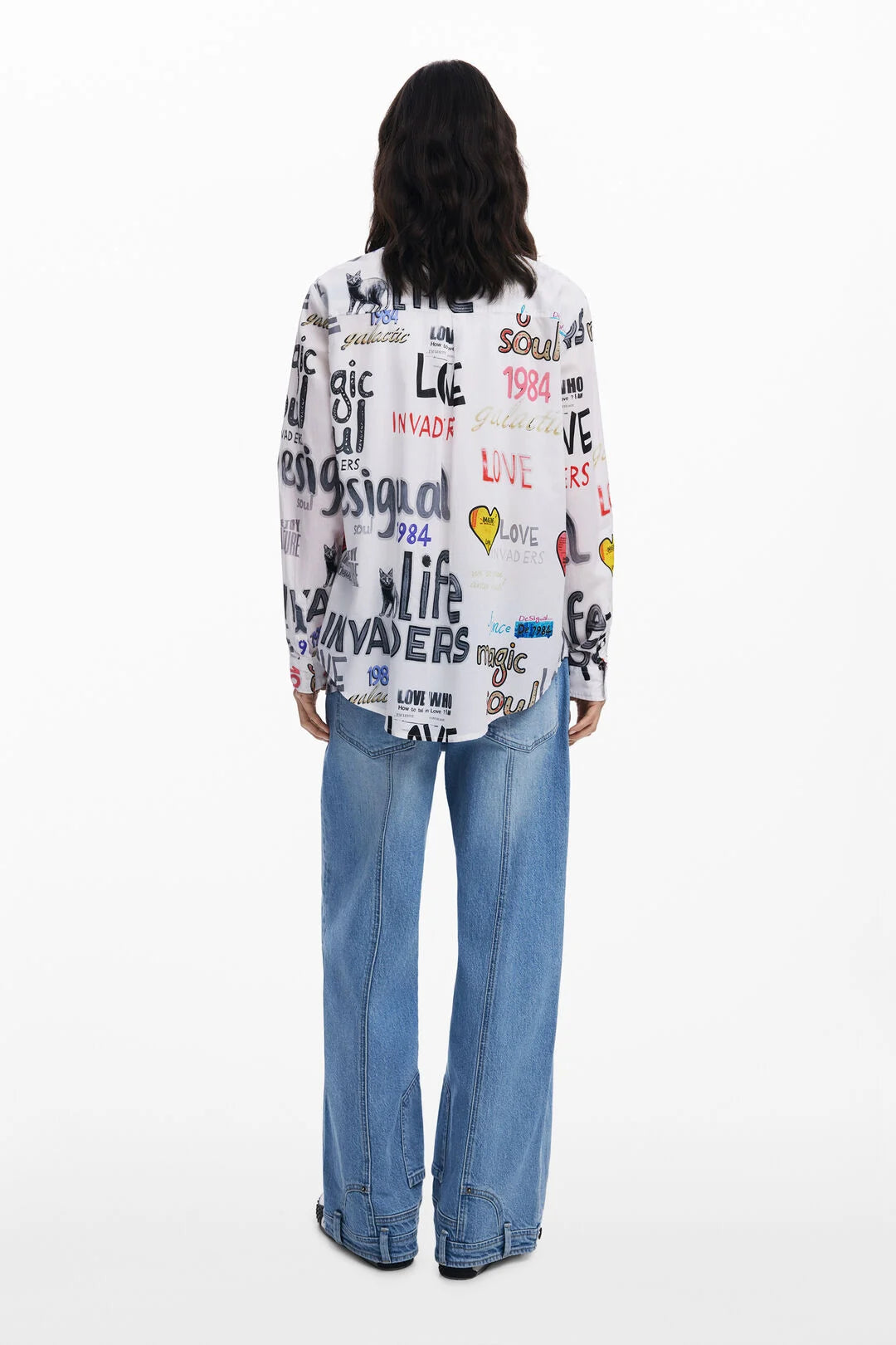 DESIGUAL COTTON SHIRT WITH LETTERS