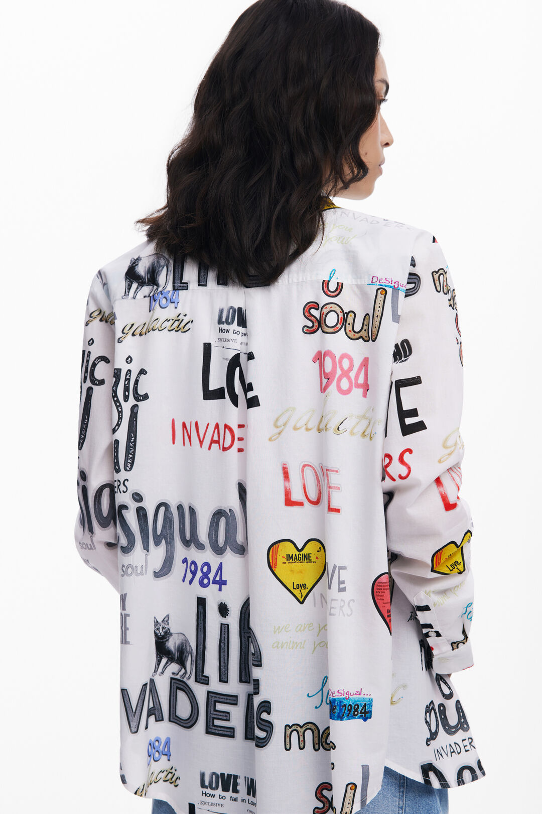 DESIGUAL COTTON SHIRT WITH LETTERS
