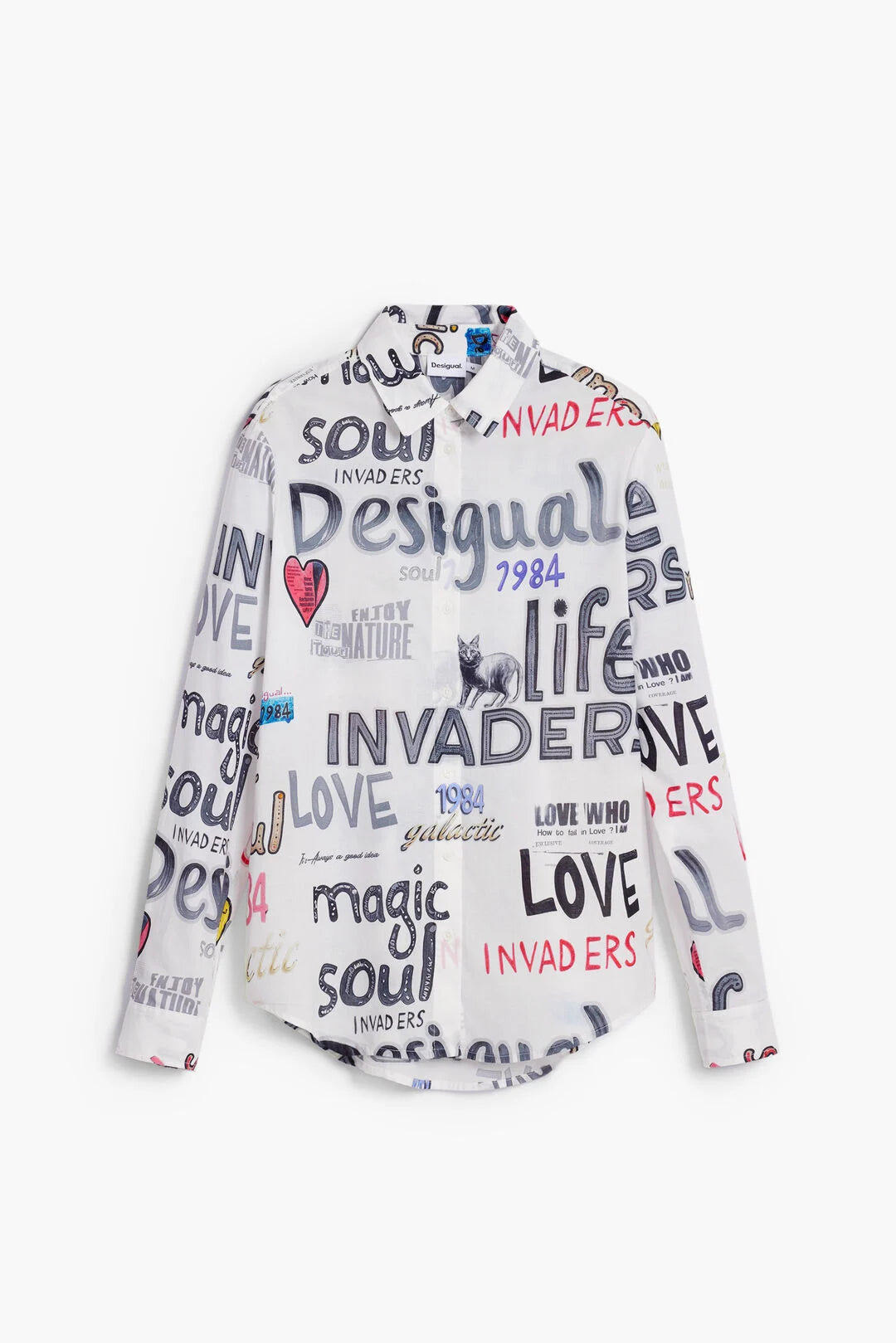 DESIGUAL COTTON SHIRT WITH LETTERS