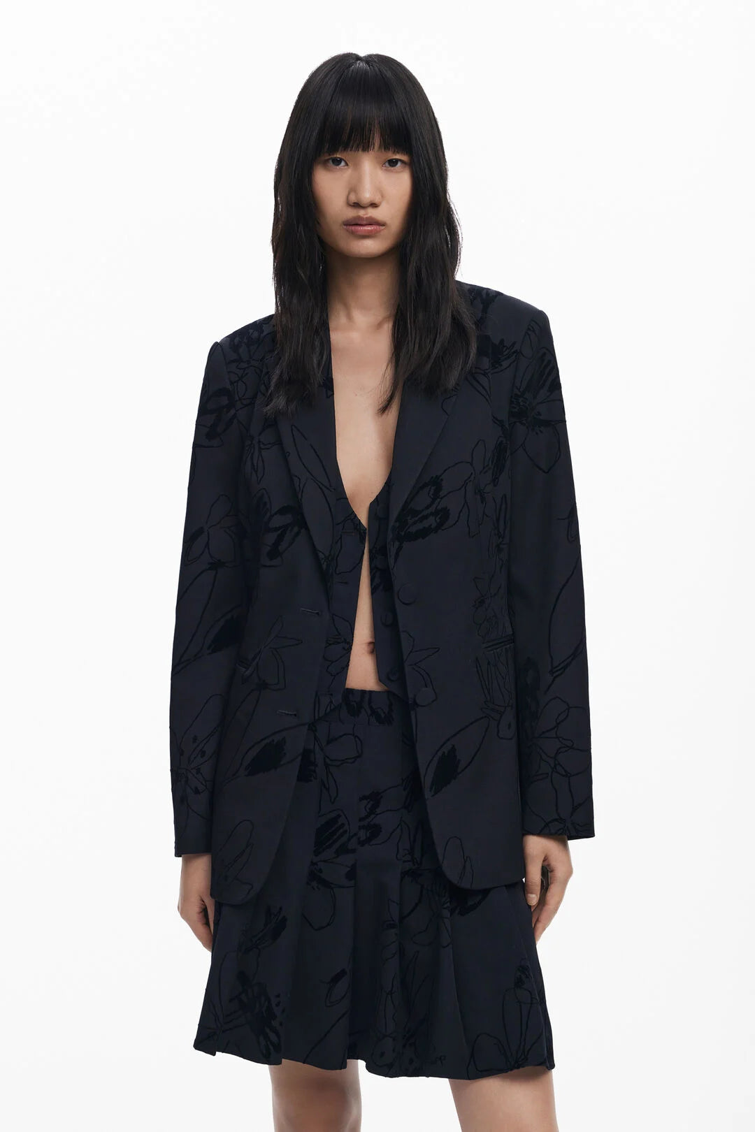 DESIGUAL BLAZER WITH VELVET DETAIL