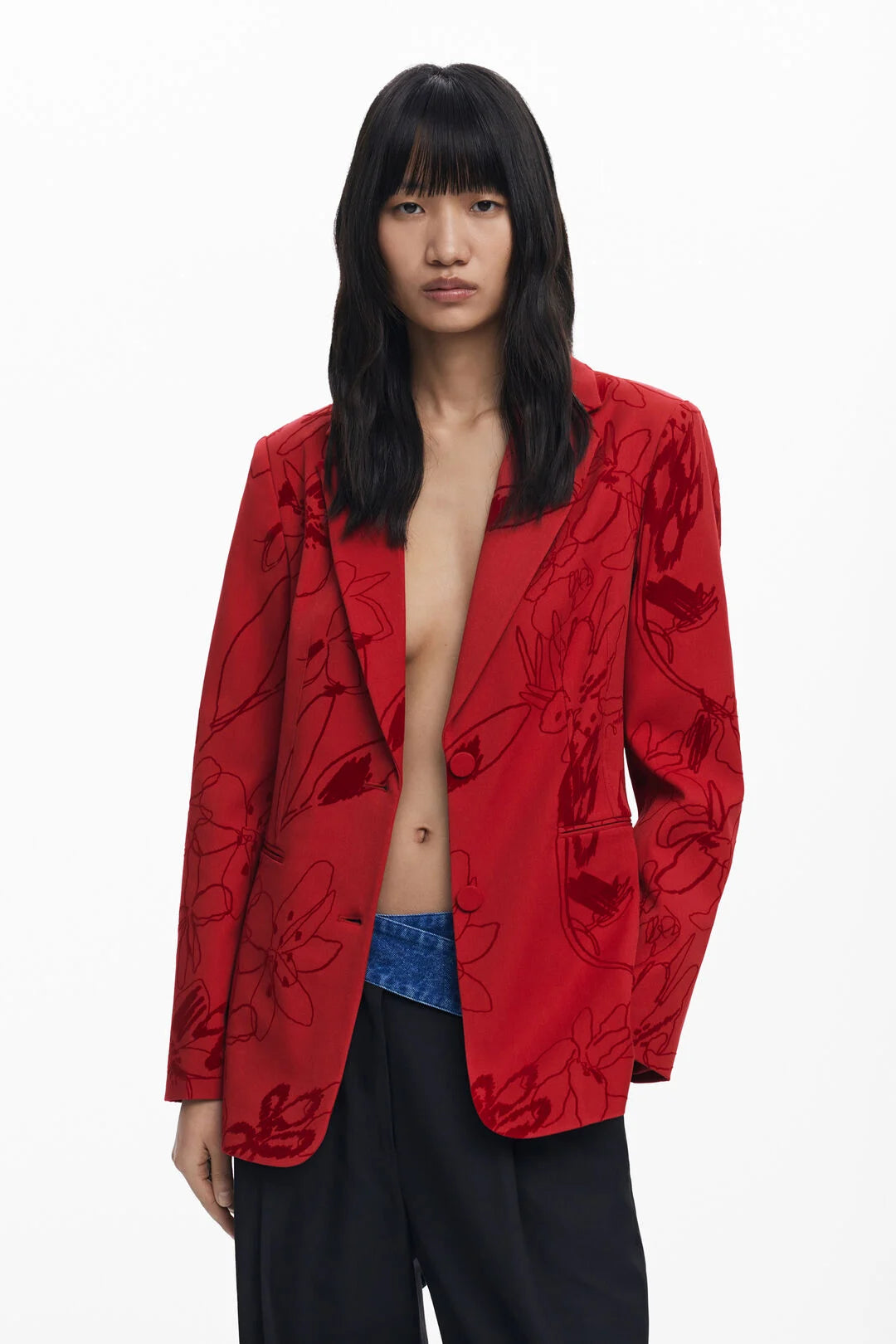 DESIGUAL BLAZER WITH VELVET DETAIL