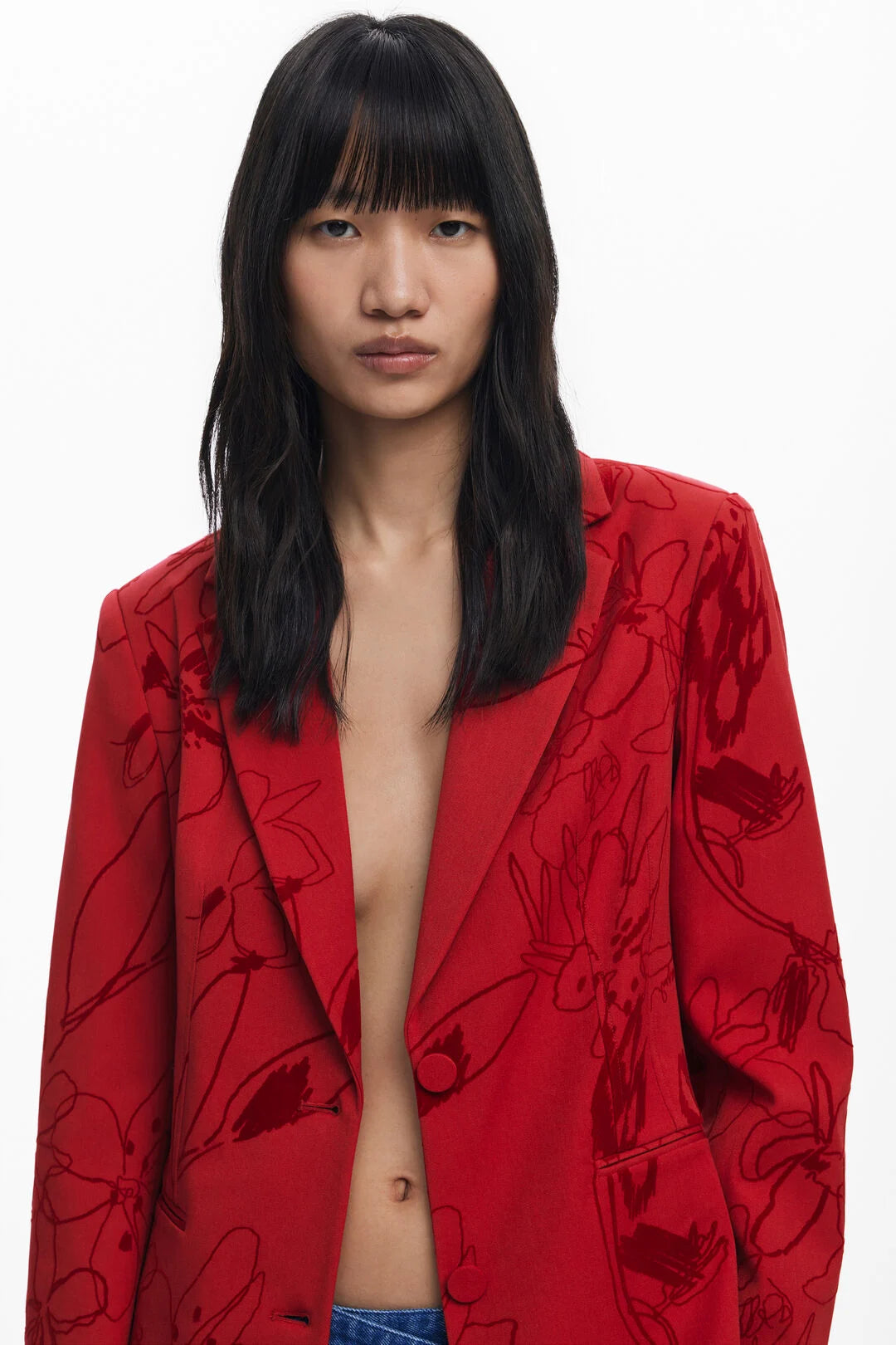 DESIGUAL BLAZER WITH VELVET DETAIL