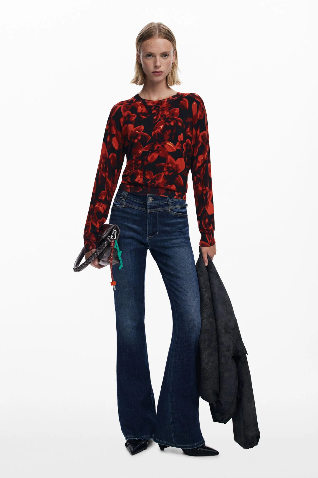 DESIGUAL LIGHTWEIGHT FLORAL SWEATER