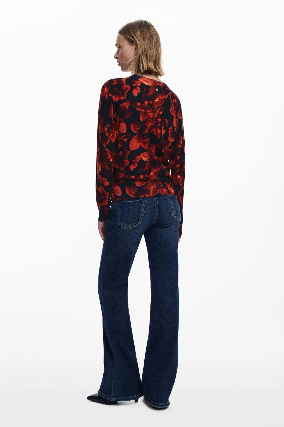 DESIGUAL LIGHTWEIGHT FLORAL SWEATER