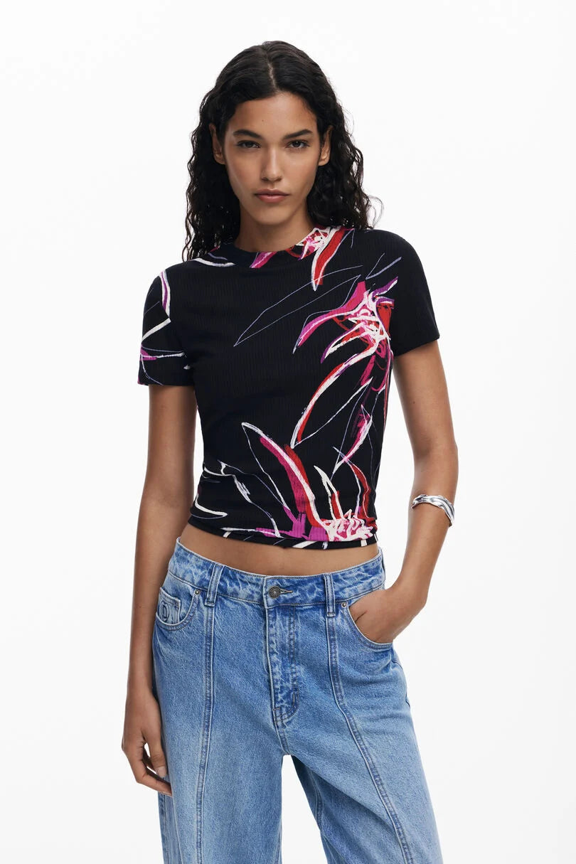 DESIGUAL ABSTRACT FLORAL T-SHIRT