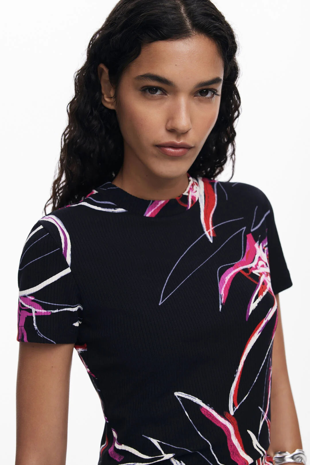 DESIGUAL ABSTRACT FLORAL T-SHIRT