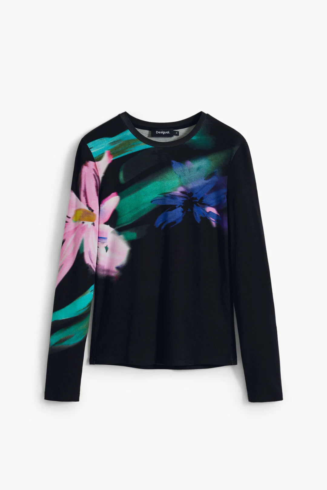 DESIGUAL LONG SLEEVE FLORAL T-SHIRT