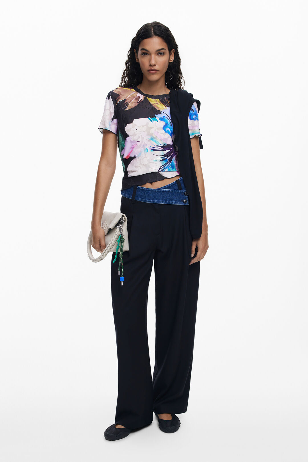 DESIGUAL TEXTURED FLORAL T-SHIRT