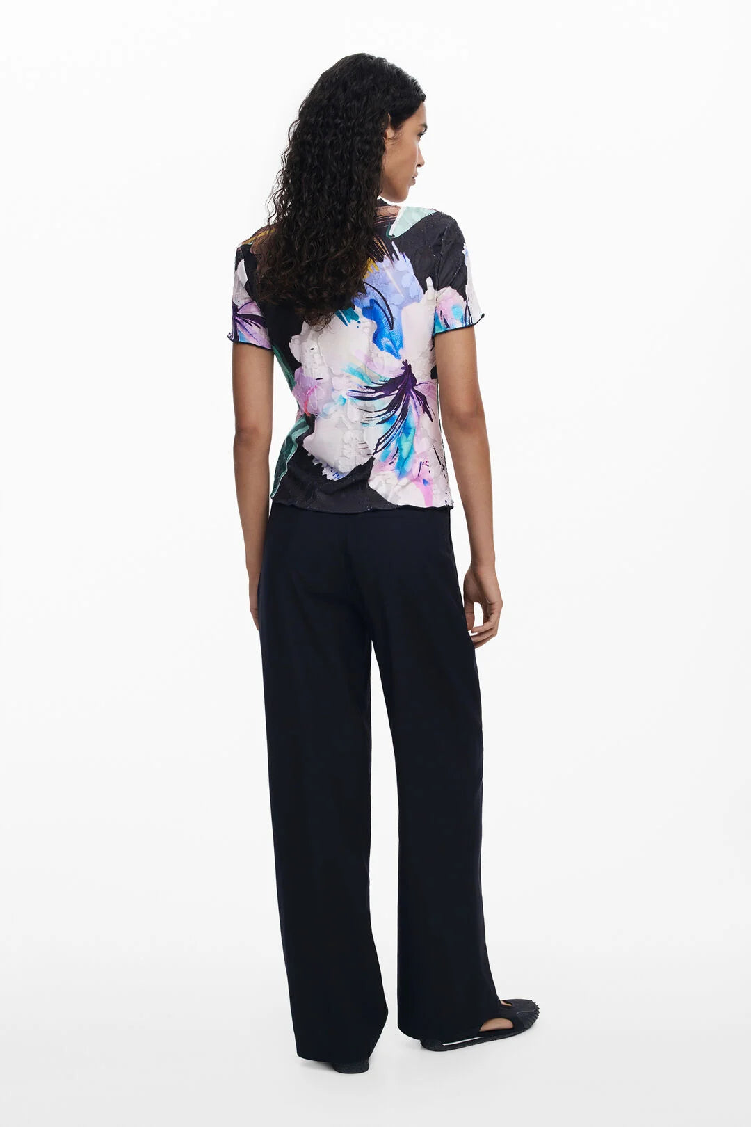 DESIGUAL TEXTURED FLORAL T-SHIRT