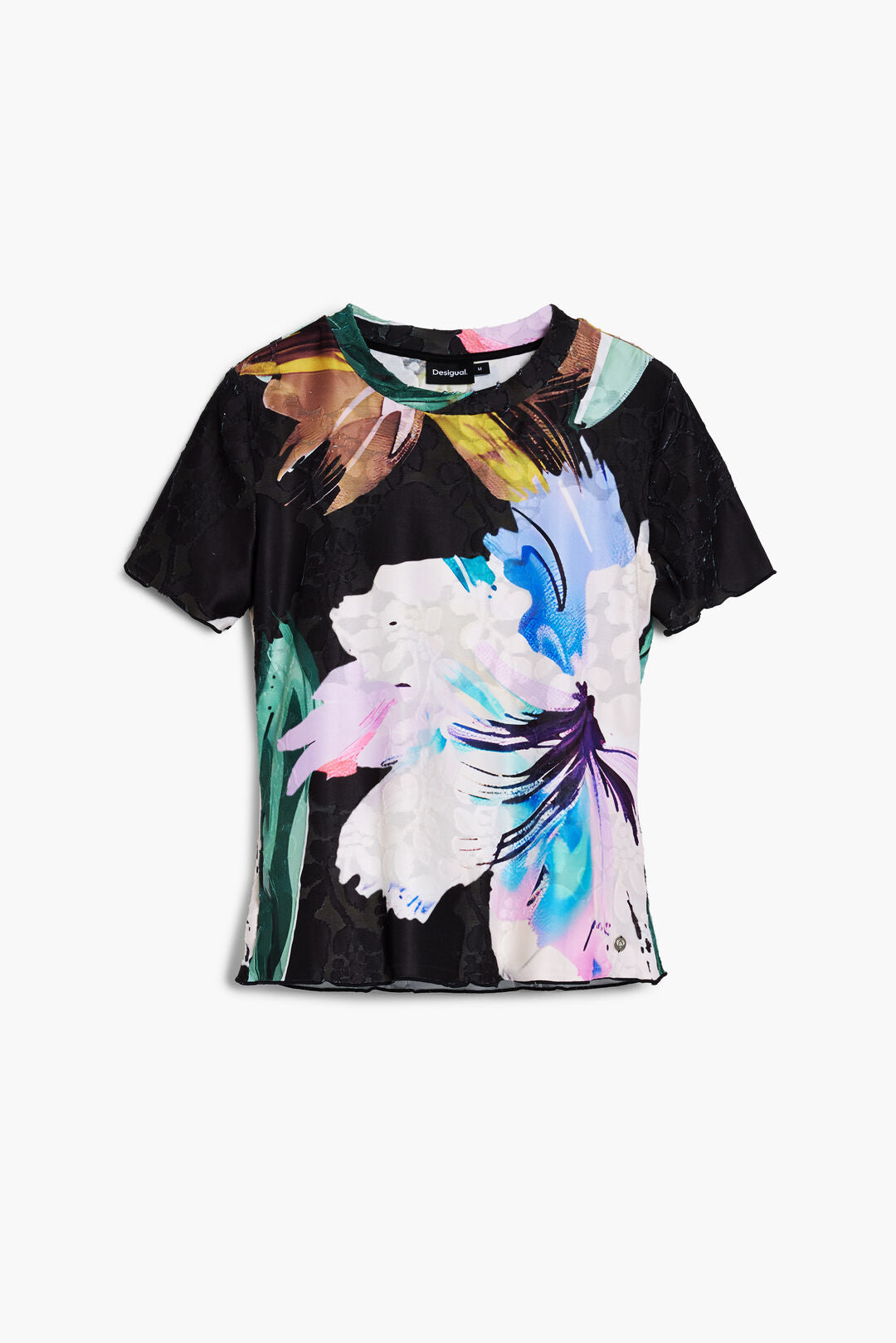 DESIGUAL TEXTURED FLORAL T-SHIRT