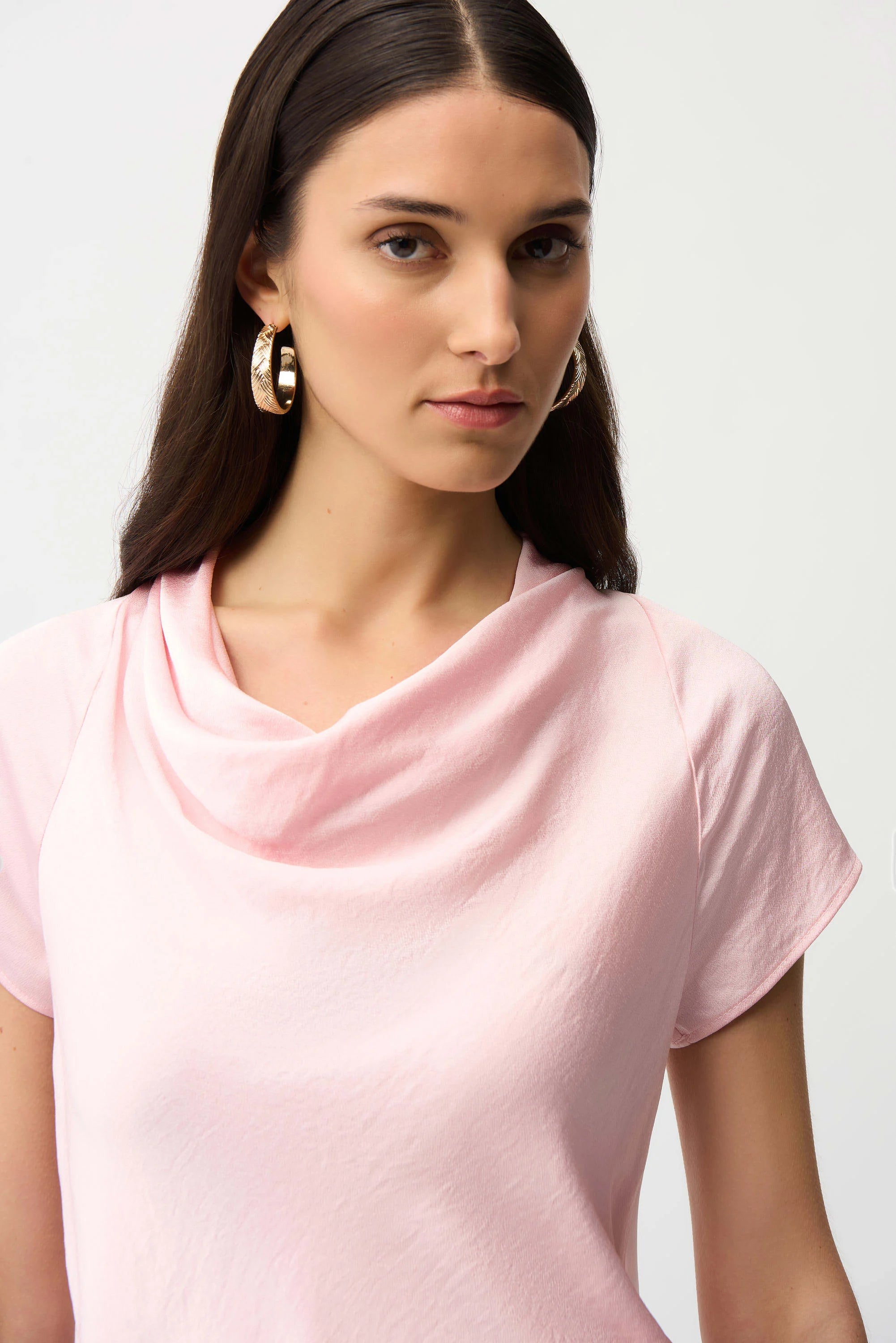 SATIN TOP WITH COWL NECLINE IN PETAL PINK 261195